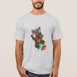 Bruce the Chanukah Moose T-shirt<br><div class="desc">heeft niets op Bruce.  Afhandeling Bruce de Hanukkah Moose die over zijn draak springt en zijn menorah-tegenstanders en zijn ster van david gold ketting in de steek laat.  Geweldige vakantieshirt.  Gelukkig Chanukah!</div>