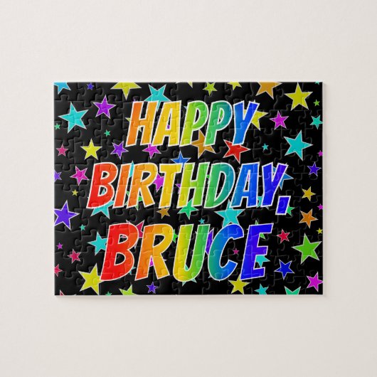 "BRUCE" Voornaam, geun "HAPPY BIRTHDAY" Legpuzzel (Horizontaal)