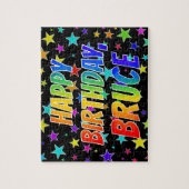 "BRUCE" Voornaam, geun "HAPPY BIRTHDAY" Legpuzzel (Verticaal)