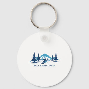 Bruce Wisconsin Ski Resort Skien Skiër Sleutelhanger