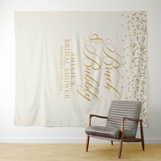 Bruch and bubbly cream glitter gold backdrop wandkleed (In Situ (horizontaal))