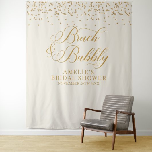 Bruch and bubbly cream glitter gold backdrop wandkleed (In situ)