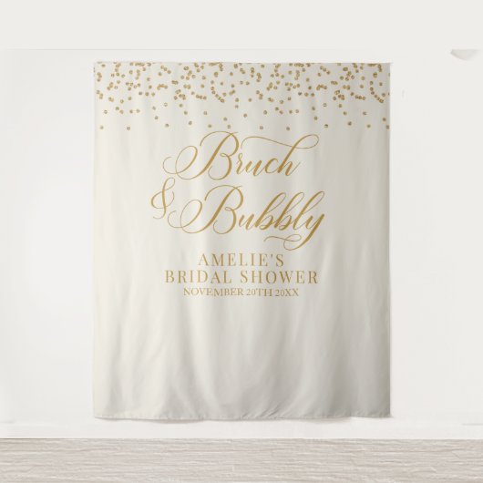 Bruch and bubbly cream glitter gold backdrop wandkleed (Voorkant)
