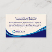 Bruchim Kaarten voor Evenementen & Tabling Visitekaartje (Achterkant)