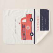 Bruck Monogram Birth Stat Cute Red Navy Sherpa Deken (Voorkant (horizontaal))