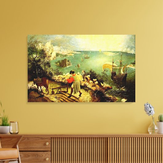 Bruegel's landschap met de Herfst van Icarus - 155 Canvas Afdruk (Insitu (Woonkamer))