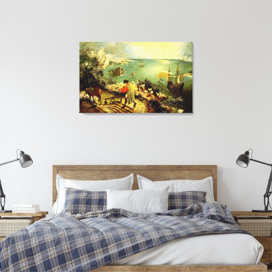 Bruegel's landschap met de Herfst van Icarus - 155 Canvas Afdruk (Insitu (Slaapkamer))