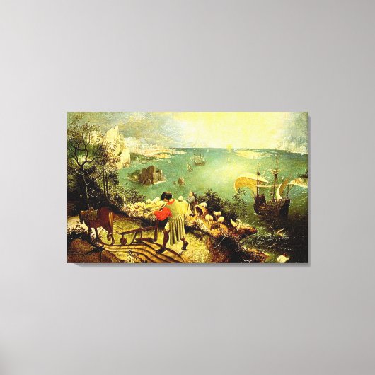 Bruegel's landschap met de Herfst van Icarus - 155 Canvas Afdruk (Voorkant)