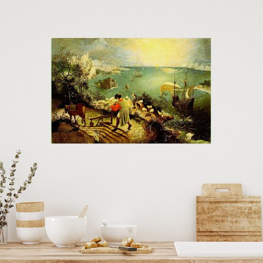 Bruegel's landschap met de Herfst van Icarus - 155 Poster (Keuken)