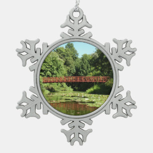 Brug bij Centennial Lake in Ellicott City Tin Sneeuwvlok Ornament