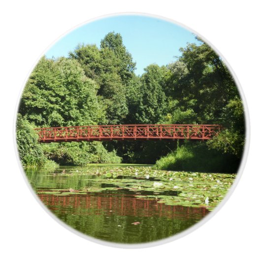 Brug bij het meer van het honderdjarig bestaan in  keramische knop (Voorkant)