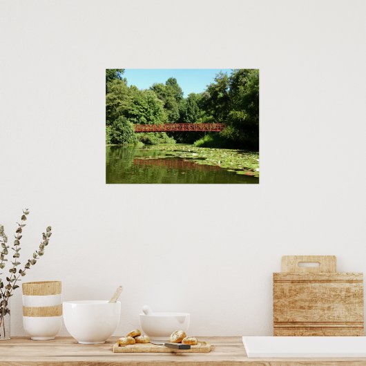 Brug bij het meer van het honderdjarig bestaan in  poster (Keuken)