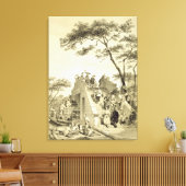 Brug bij Kanton, bord 30 van 'Schetsen van Chi' Canvas Afdruk (Insitu (Woonkamer))