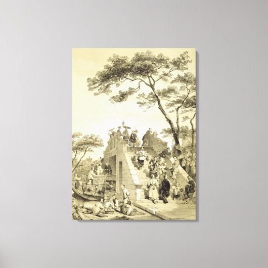Brug bij Kanton, bord 30 van 'Schetsen van Chi' Canvas Afdruk (Voorkant)