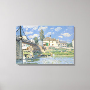 Brug bij Villeneu door Sisley Impressionistische S Canvas Afdruk