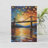 Brug bij zonsondergang feestdagenkaart (Staand voorkant)