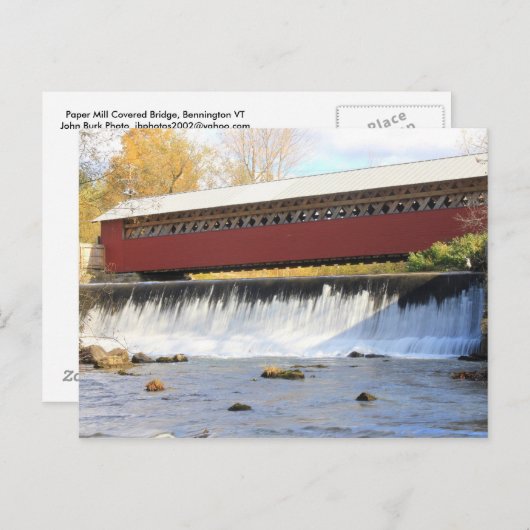 Brug en Herfst Bennington VT met papieren Mill-doe Briefkaart (Voorkant / Achterkant)