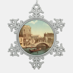Brug en kanaal, Venetië, Italië Tin Sneeuwvlok Ornament