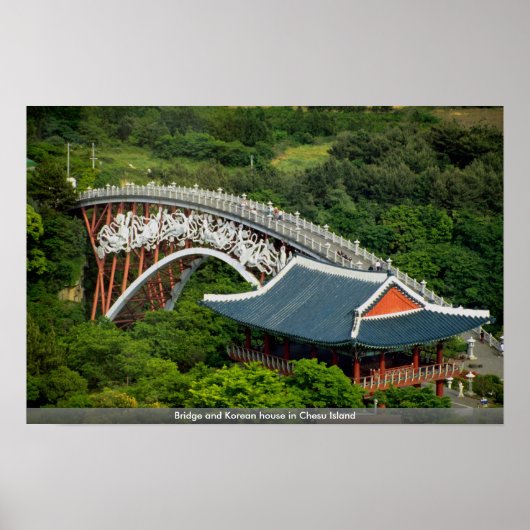 Brug en Koreaans huis op Chesu Island Poster (Voorkant)