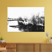 Brug en Stroom Winter 60x40 (150x100cm) waccnm Canvas Afdruk (Insitu (Woonkamer))