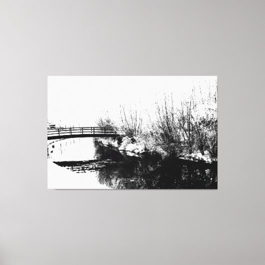 Brug en Stroom Winter 60x40 (150x100cm) waccnm Canvas Afdruk (Voorkant)