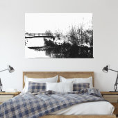 Brug en Stroom Winter 60x40 (150x100cm) waccnm Canvas Afdruk (Insitu (Slaapkamer))