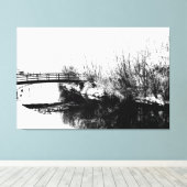 Brug en Stroom Winter 60x40 (150x100cm) waccnm Canvas Afdruk (Insitu (Houten vloer))