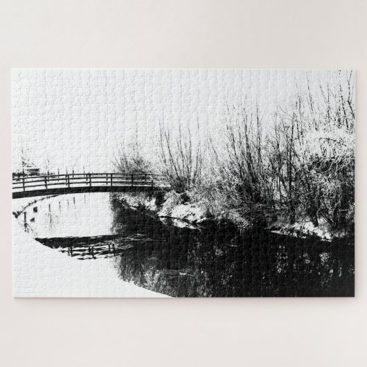 Brug en Stroom Winterscène 20x30 1014pc jpcnm Legpuzzel (Horizontaal)