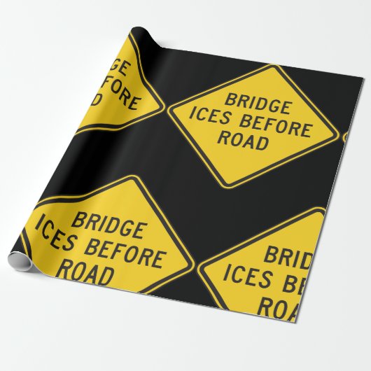 Brug ijs voor verkeersbord winterveiligheid cadeaupapier (Uitgerold)