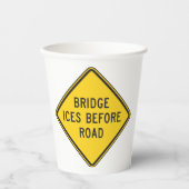 Brug ijs voor verkeersbord winterveiligheid papieren bekers (Voorkant)