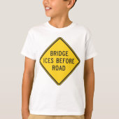 Brug ijs voor verkeersbord winterveiligheid t-shirt (Voorkant)