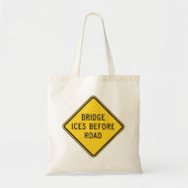 Brug ijs voor verkeersbord winterveiligheid tote bag (Voorkant)