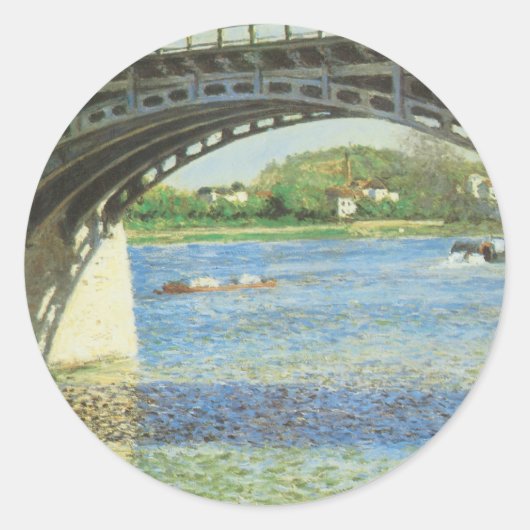 Brug in Argenteuil door Gustave Caillebotte Ronde Sticker (Voorkant)