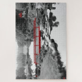 Brug in CT., Zwart en Wit met Rode Accenten Legpuzzel (Verticaal)