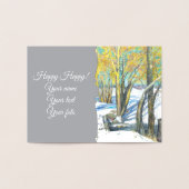 brug in de winter Aquarel schilderij Folie Kaarten (Binnen)