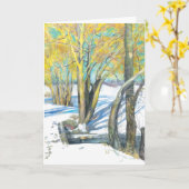 brug in de winter kaart (Gele Bloem)