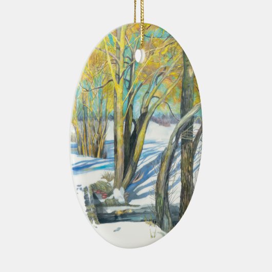brug in de winter keramisch ornament (Rechts)