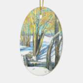 brug in de winter keramisch ornament (Links)