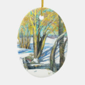 brug in de winter keramisch ornament (Voorkant)