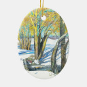 brug in de winter keramisch ornament (Achterkant)