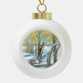brug in de winter keramische bal ornament