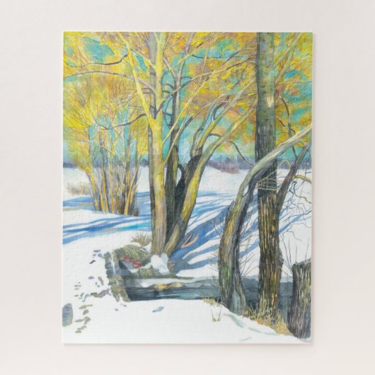 brug in de winter legpuzzel (Verticaal)