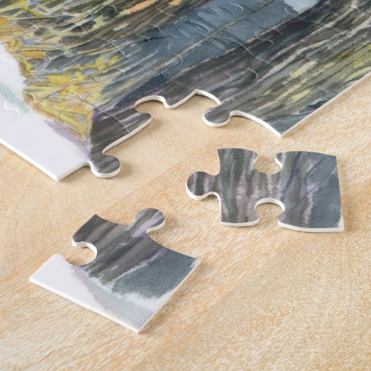 brug in de winter legpuzzel (Zijkant)