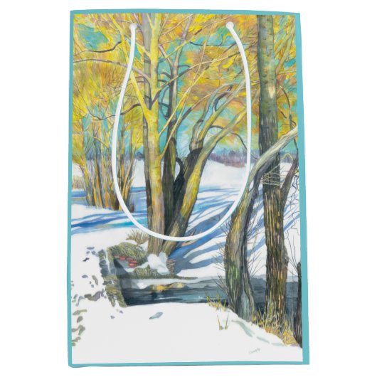 brug in de winter medium cadeauzakje (Voorkant)