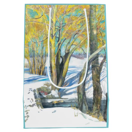 brug in de winter medium cadeauzakje (Achterkant)