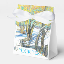 brug in het winterschilderij Watercol Bedankdoosjes