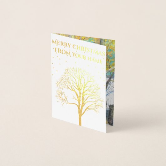 brug in het winterschilderij Watercol Folie Kaarten (Voorkant)