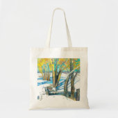 brug in het winterschilderij Watercol Tote Bag (Voorkant)