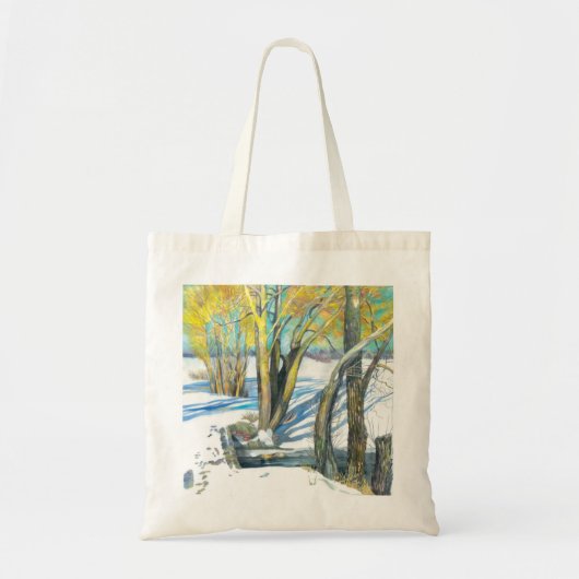 brug in het winterschilderij Watercol Tote Bag (Voorkant)