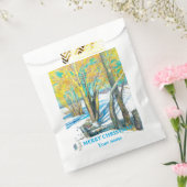 Brug in het winterschilderij Waterverf Bedankzakje (Gezegeld)